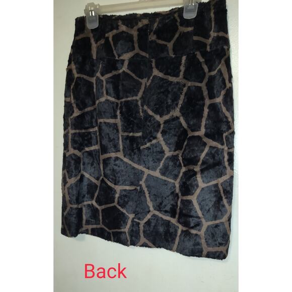 Brown & Tan Skirt Size 10 ETCETERA Above Knee Animal Giraffe Print FURRY MINI - Picture 6 of 14